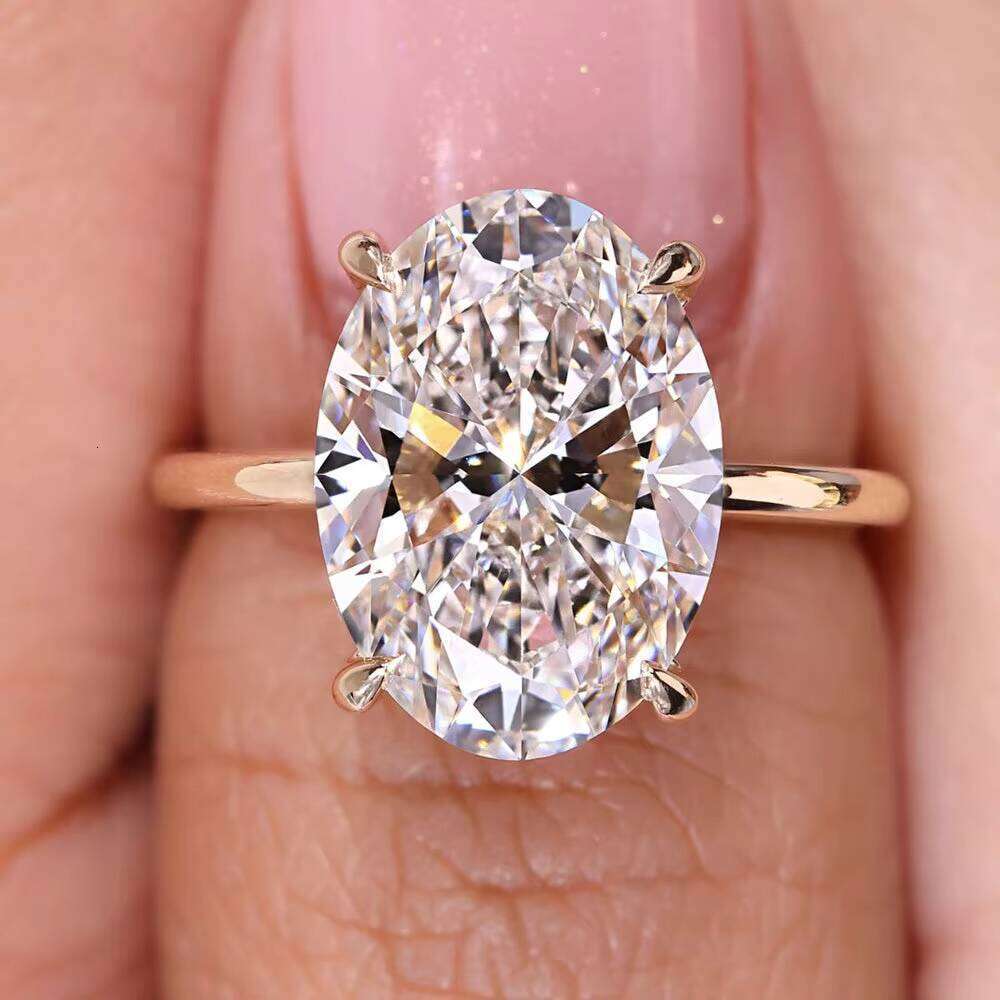 Oval Cut Lab Grown Diamond CVD 3 CT Carat Women Jewelry 14K 18K Solid Gold Hidden Halo Engagement Ring