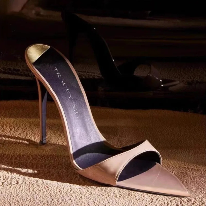 Summer Women High Heels Sexy Pointed Toe High Heeled Sandals Fashion Thin High Heeled Slippers for Women Peep Toe Mules Slippers 260318