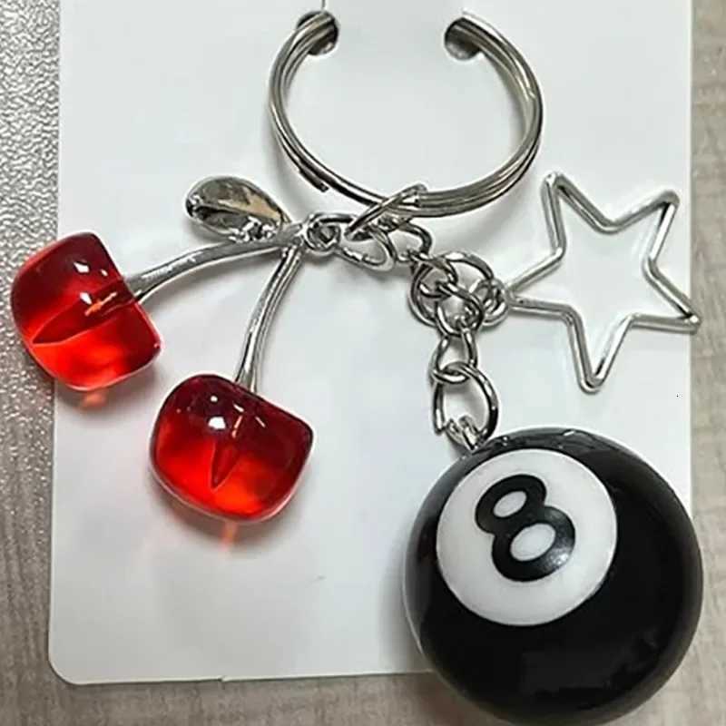 Creative 8 Ball Fruit Cherry Star Keychain Kawaii for Women Y2K Handmade Key Strap Wallet Keyrings Bag Pendant Accessories H260318 - view 4