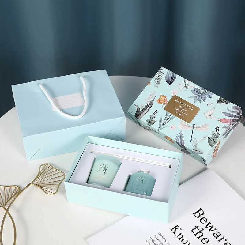 Blue Tengzhi Non-flame Scented Candle Gift Box Set Festival Birthday Gift Souvenir Bamboo Coffee Sage Fresh Elegant Scented D260318