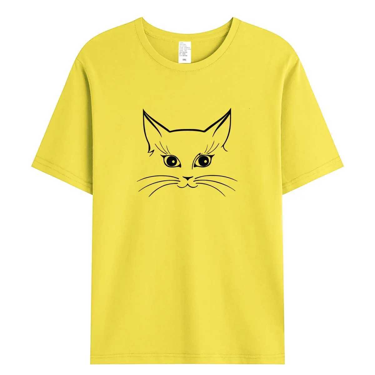 Womens 100 Cotton T Shirts Oversized Casual Tee 2025 Summer Short Sleeve Top New Cat Graphic Woman ClothingT260317