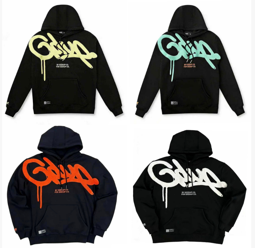 Men's Hoodies GEEDUP Hoodie Hip Hop Letter Printing Embroidery Fashion Retro Harajuku Gothic Super Sports Punk Casual Wear