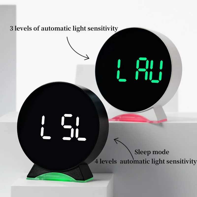 Digital Alarm Clock Week Date Second Hand Display Mood Light Dual Alarm Auto Dimmable Snooze Table Clock 12/24H DST LED Clock D260318