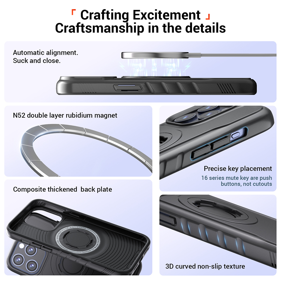 Bike Phone Case Compatible with iPhone 15Pro, Quick-Release Lock for Motorcycle Mount, Slim Shockproof Cover, Black