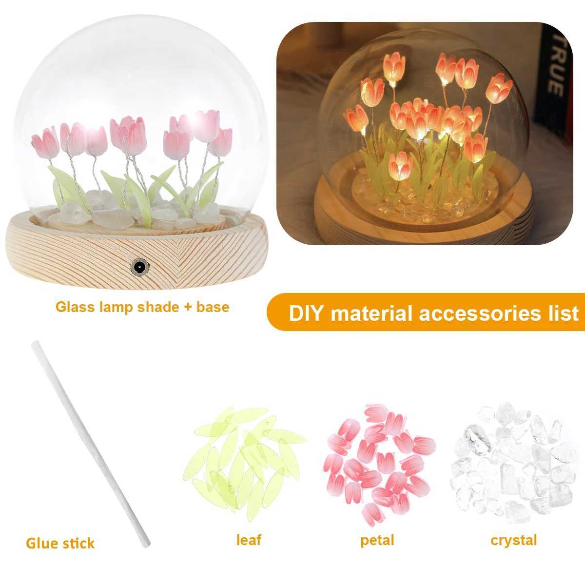 10/20Pcs Tulip Night Light Battery Operated Tulip Flower Table Lamp DIY Simulation Tulip LED Nightlight Handmade Bedside Light H260318