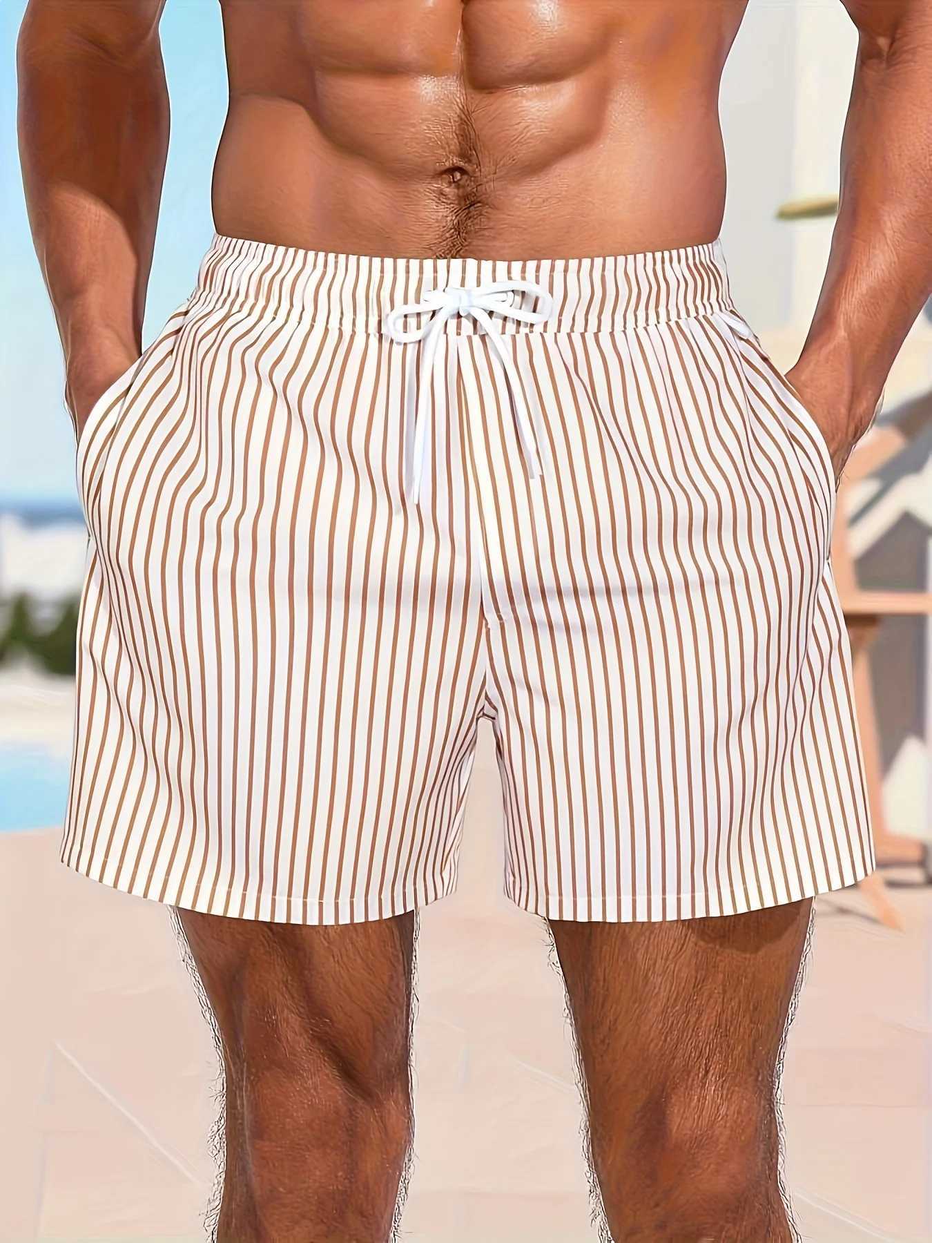 2025 New Mens Shorts 3D Printed Stripe Printed Fashionable and Sexy Beach Surfing Shorts Waterproof Quick Drying Soft Texture M260318