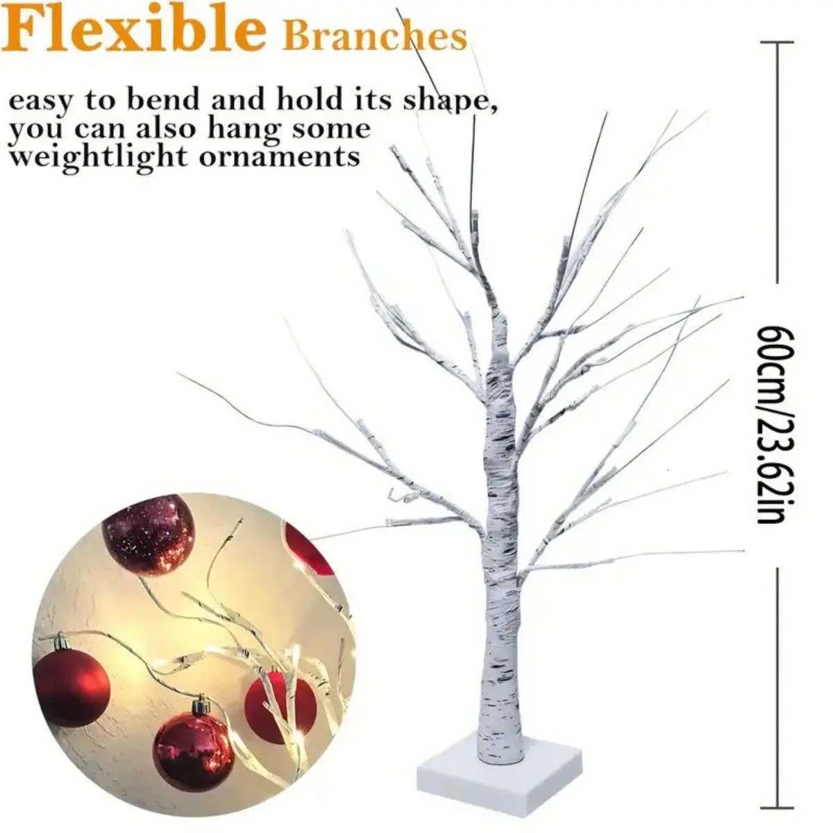 1pc 24 LED Easter tree birch tree adjustable branches 3AA and USB power supply bedroom decorative tree light without battery H260318