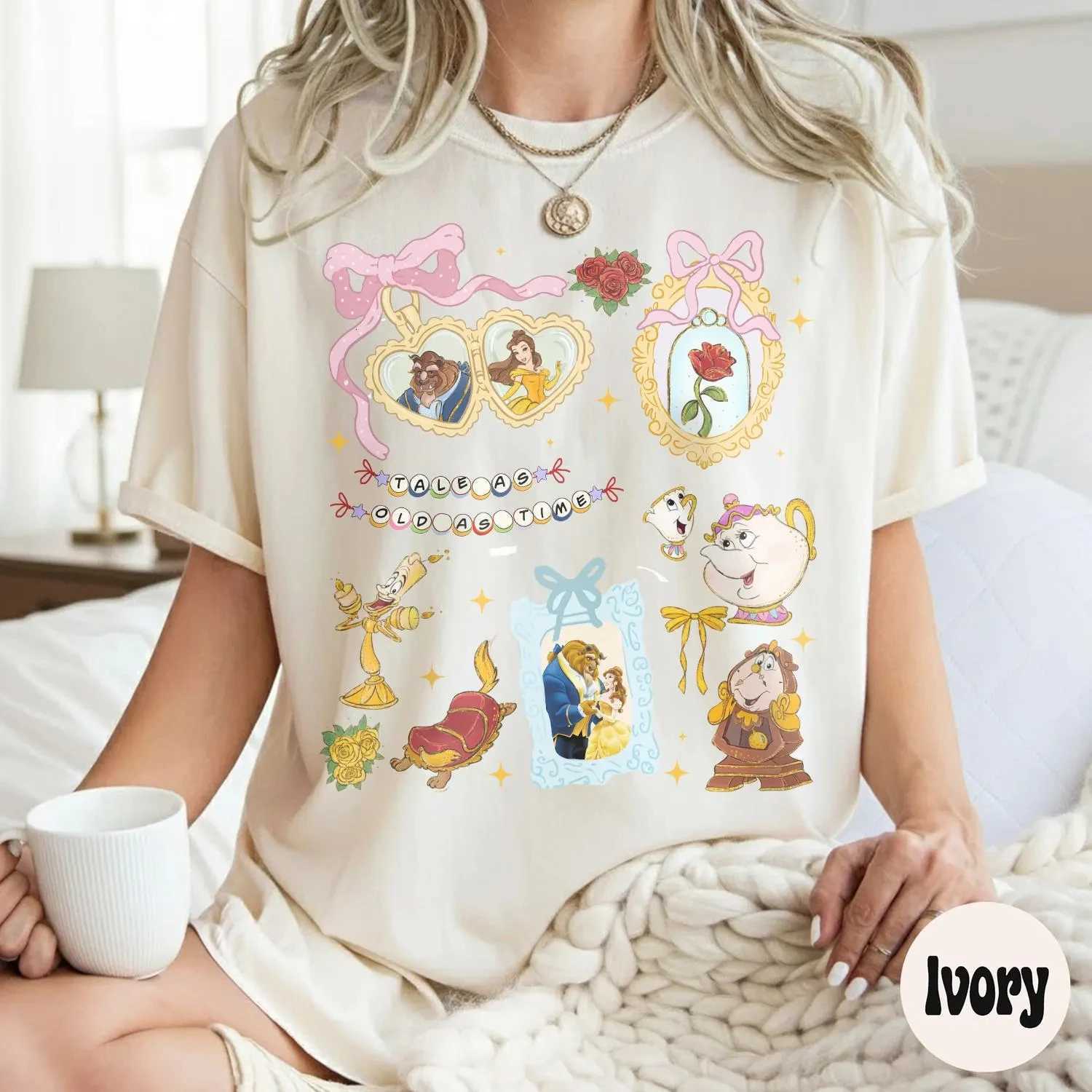 Womens Vintage Beauty The Beast T Shirt Cotton Unisex Short SLeeve Streetwear Oversized Loose Casual StylishT260317