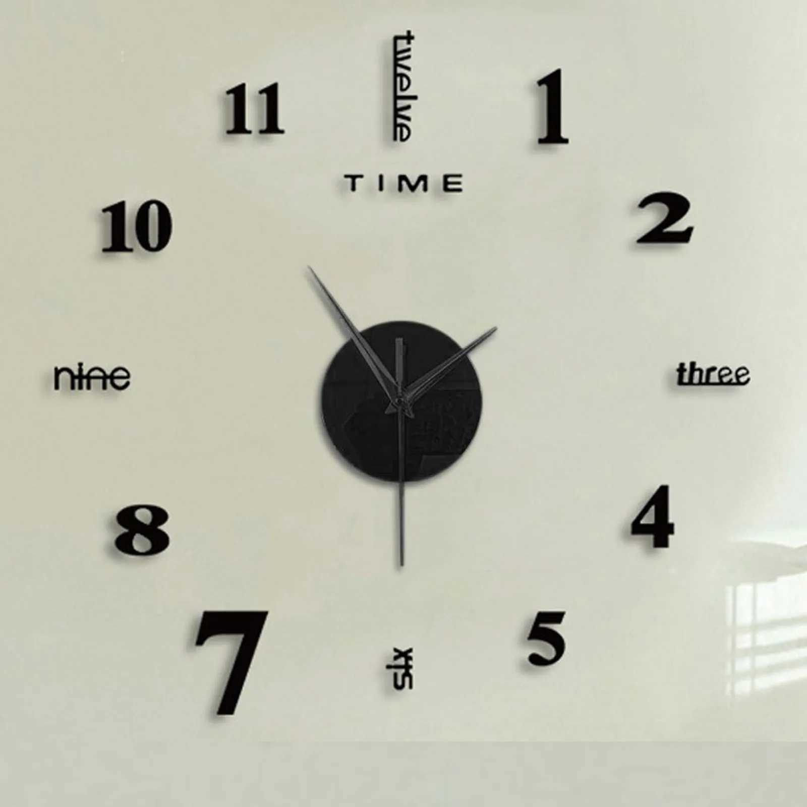 Frameless Diy Wall Mute Clock 3d Mirror Sticker Home Decor Wall Mute Clock 12-hour Display Wall Clock Home Office Decor 50x50cm D260318