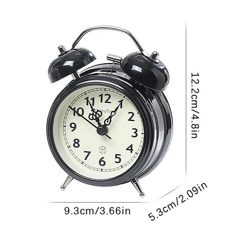 Super Loud Retro Ringing Alarm Clock Bedroom Small Night Light Student Bedside Clock Desk Ornament Home Decoration D260318