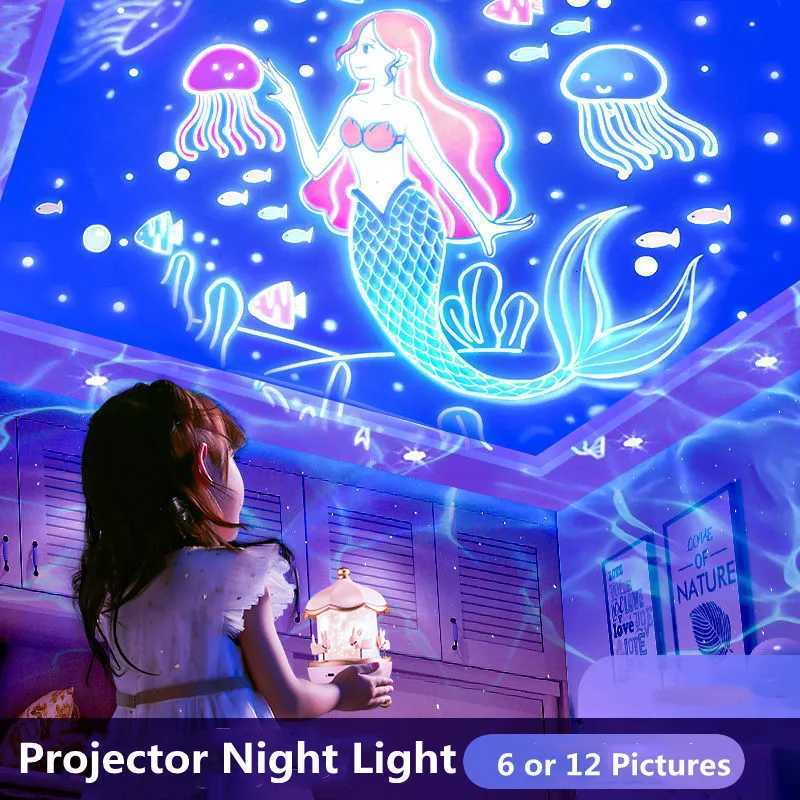 Starry Projector Night Light Rotating Sky Moon Lamp Galaxy Lamp Home Bedroom Decoration Starlight Christmas Lights for Kids Gift H260318