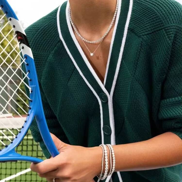 RINNTIN SMON01 925 Silver Gra VVS Moissanite Diamond Tennis Chain 2MM 3MM 4MM 5MM Necklace Bracelet Men Women Hiphop Jewelry