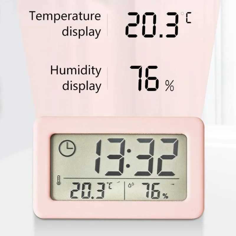 Large LCD Screen Electronic Clock Thermometer Hygrometer Ultra-thin Multifunction Temperature Humidity Monitor Digital Clock D260318