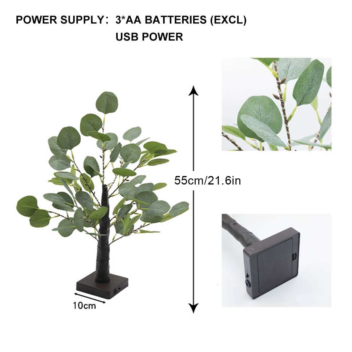 1 pc enchanting eucalyptus birch tree lights fairy lights USB and battery powered desktop decorative lights suitable for St H260318