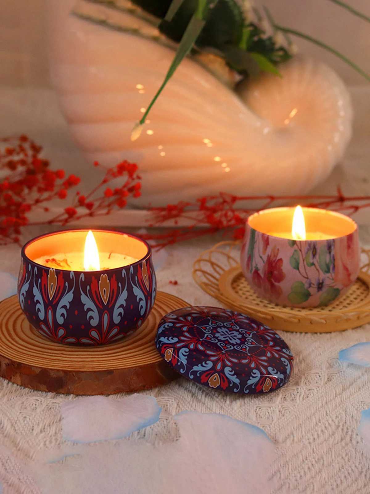 1pc Handmade DIY Jarred Scented Candle Home Bedroom Air Freshener Ornament Ethnic Series Plant Fragrance D260318
