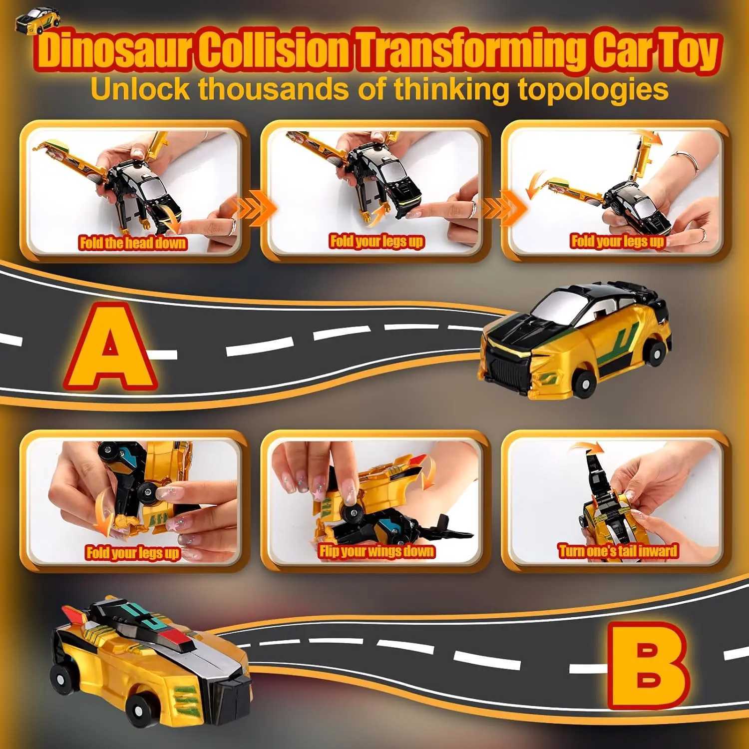2-in-1 Magnetic Collision Transforming Car Toy Dinosaur Horse Deformation DIY Magnetic Toy for Boys Girls Kids Party Gift Y260316