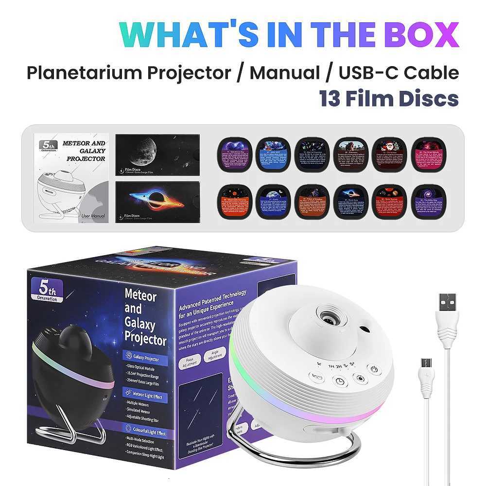 Galaxy Projector 13 In 1 Meteor HD Planetarium Star Projector 360 Rotating Extra-Large Area Timed Starry Night Light For Bed H260318