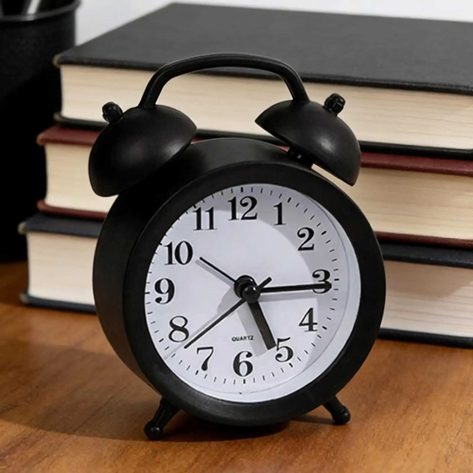 Retro Alarm Mechanical Double Bell Home Office Desktop Metal Alarm Clock Desk Table Analog Clock Silent for office home D260318