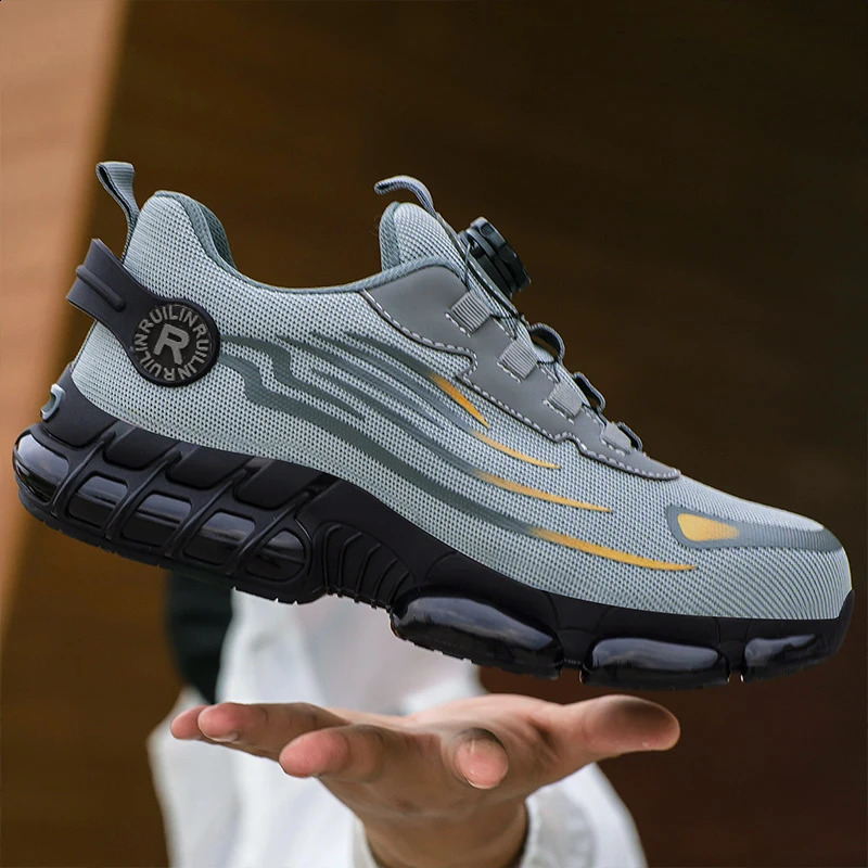 Mens Safety Shoes Protection And Elastic Safety Boots Fashionable Casual Shoes Breathable Odor Protection Mens Work Shoes 260318