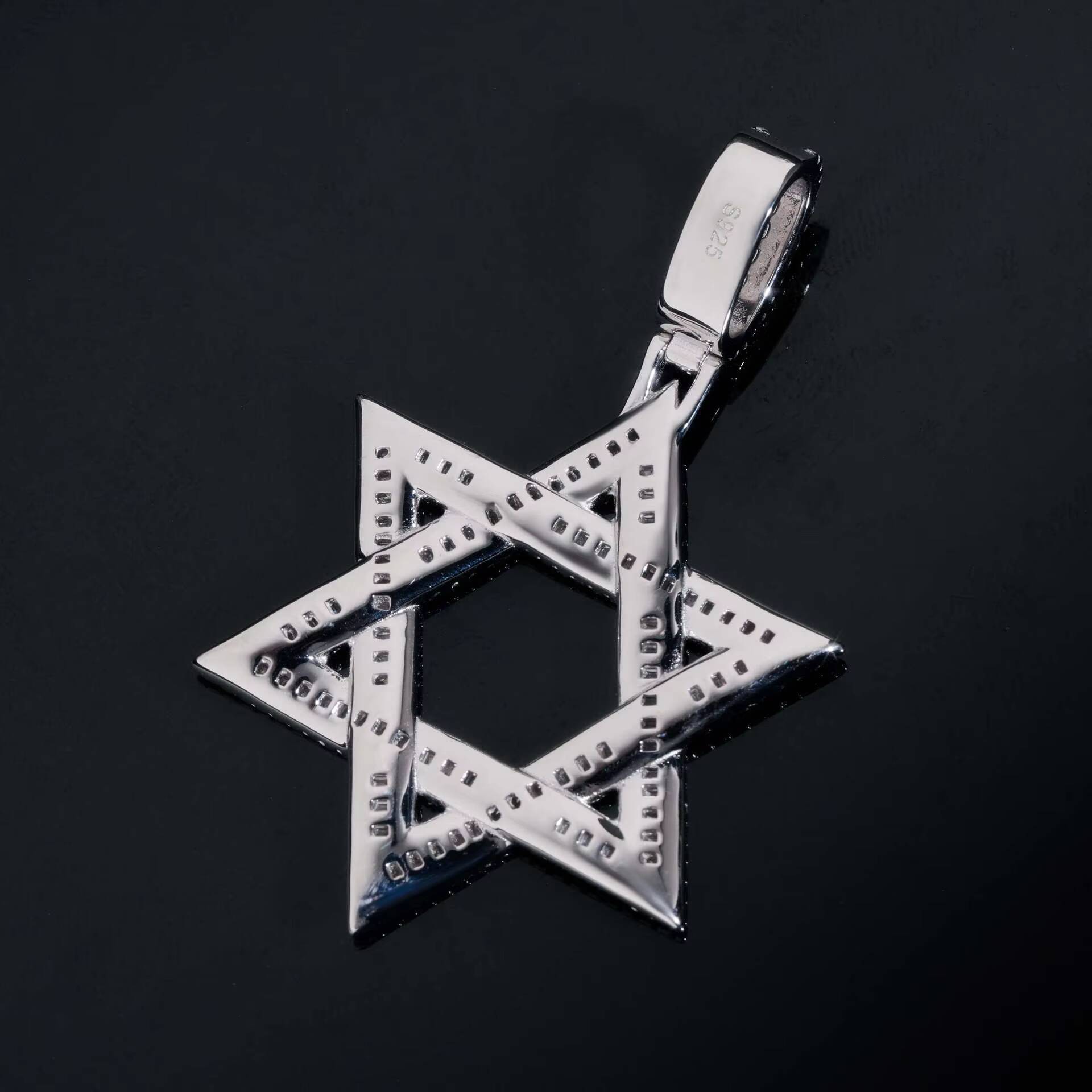 Wholesale Hip Hop 925 Sterling Silver Star Shape Design Iced Out VVS Moissanite Diamond Charm Pendant Fine Jewelry for Man