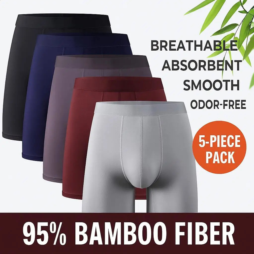 95 Bamboo Fiber 5 Spandex Multipack Mens X-length Long Leg Boxer Classic n Comfortflex Waistband Underwear Man Sports XL 260317