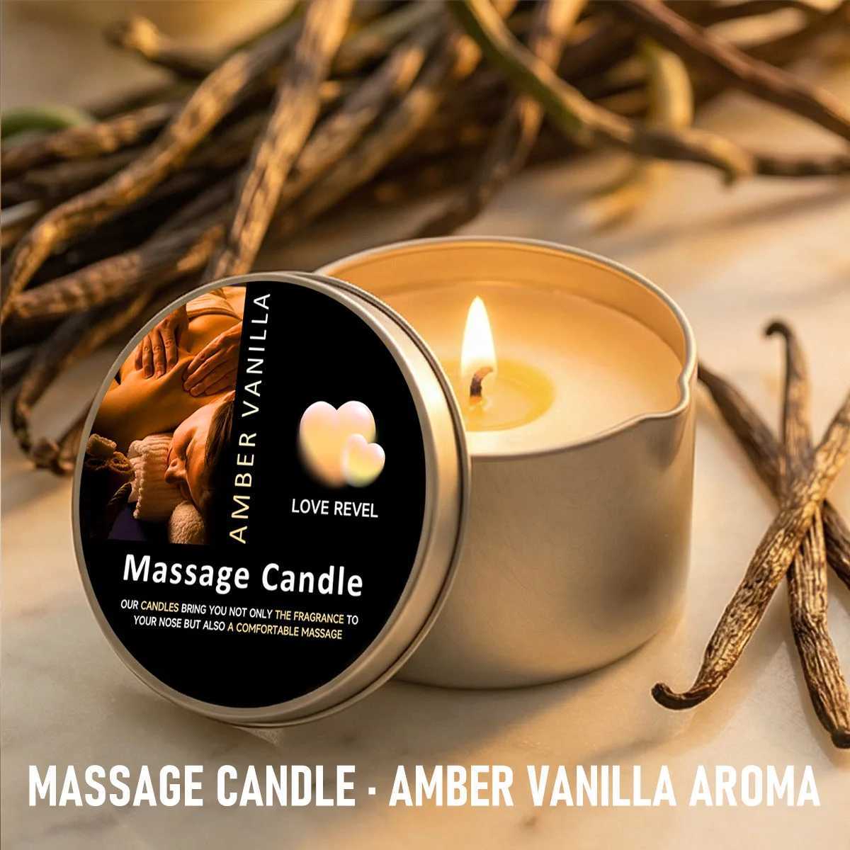 Massage Oil Candle Amber Vanilla 2oz Aromatherapy Candle with Soy Wax Moisturizing Christmas Home Decoration Candle Holders Gift D260318