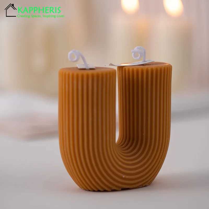 U Shaped Candle Scented Candles Ribbed Aesthetic Home Decorative Candles Smokeless Personalized Candles Guest Gift Lot D260318