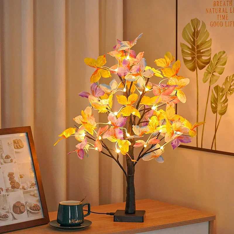 LED Night Light RechargeableTabletop Bonsai Tree Lights Butterfly Tree Lamp DIY Gift Party Holiday Camping Summer Home Decor H260318