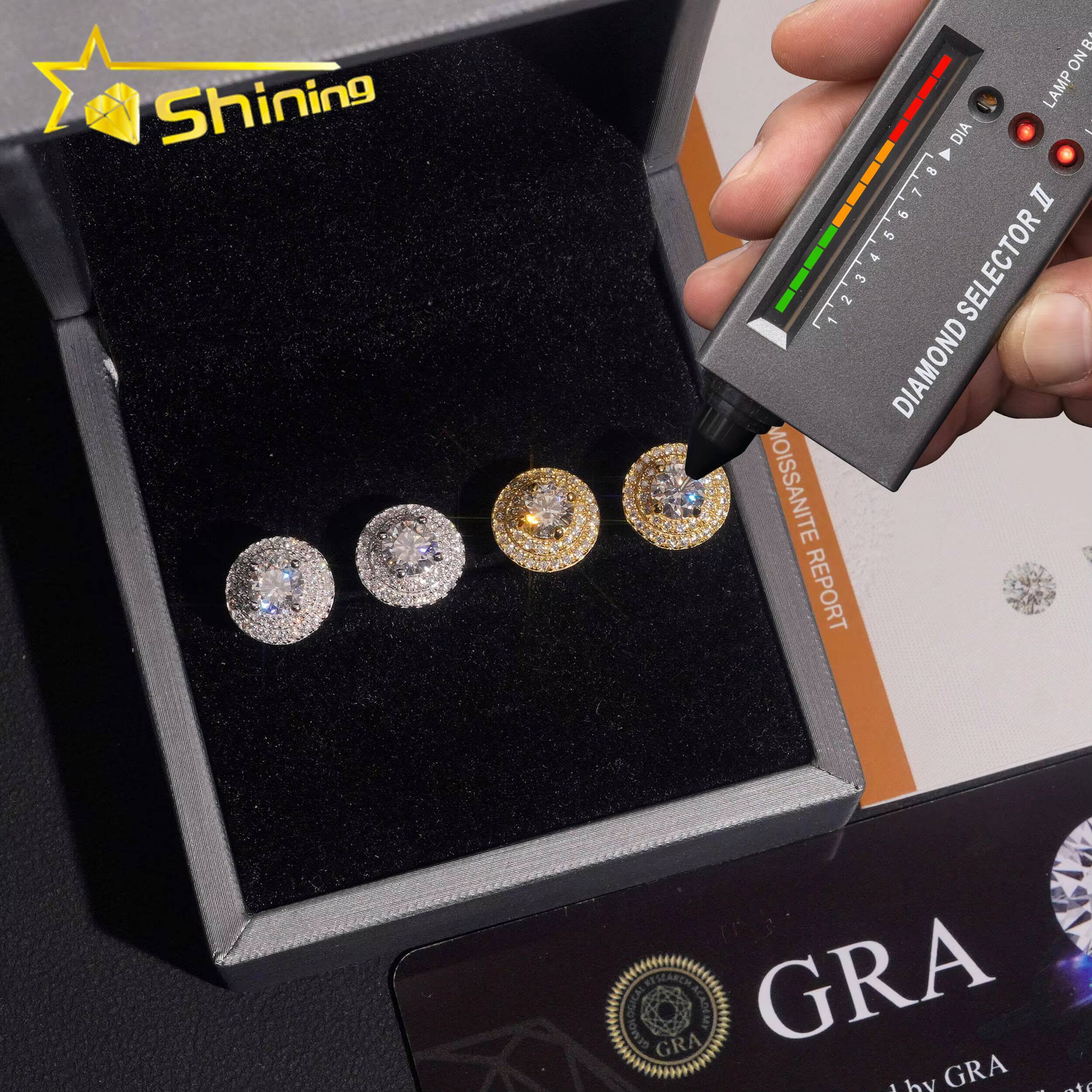 Fine Jewelry Iced Out Silver 925 Earrings Hip Hop Men Women Screw Back VVS Moissanite Earrings Ship From USA Warehouse