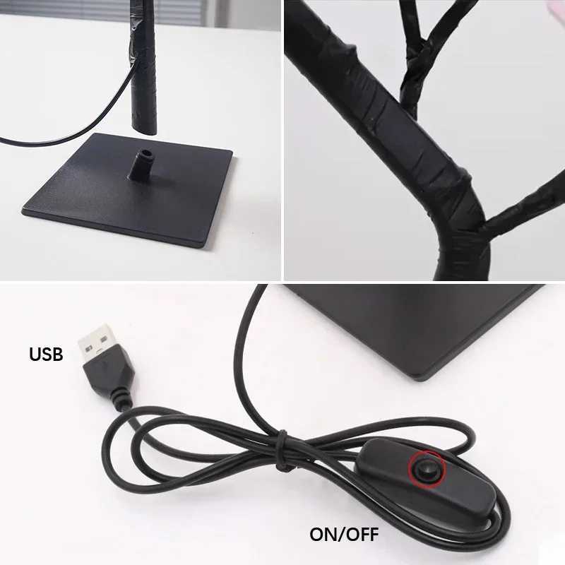 24 LED USB Rose Desk Lamp Tree Lamp Bedside Night Light Give To Girlfriend Mothers Day Birthday Gift H260318