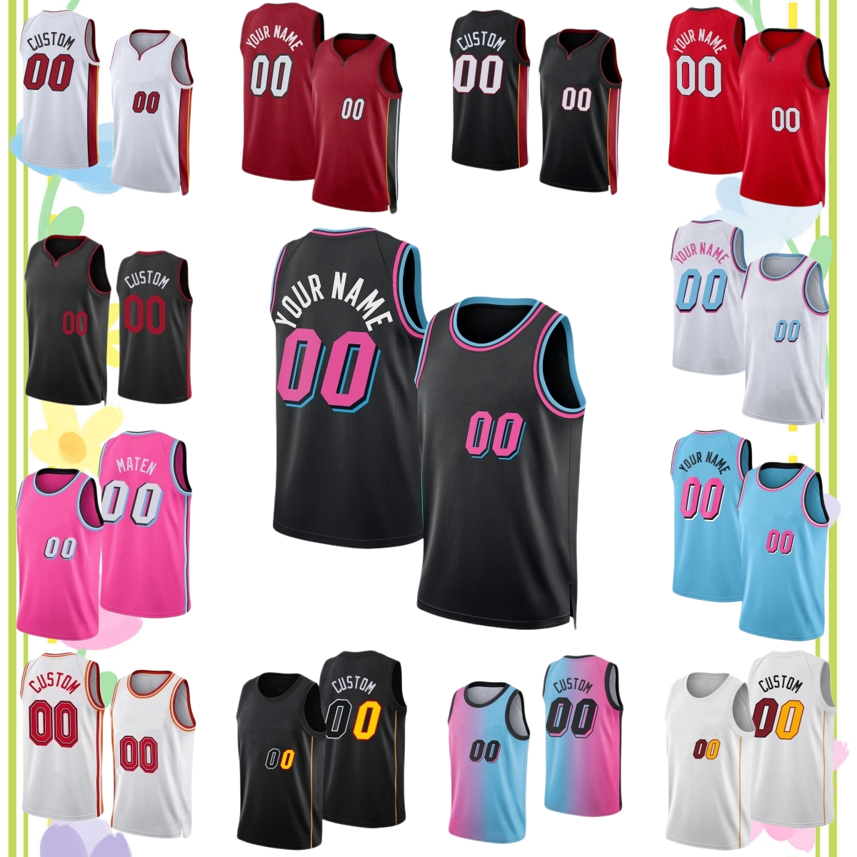 Custom New City 24 Norman Powell Printed Basketball Jersey 14 Tyler Herro 3 Dwyane Wade 13 Bam Adebayo 22 Andrew Wiggins 11 Jaime Jaquez 7 Kelel Ware Jerseys Shorts