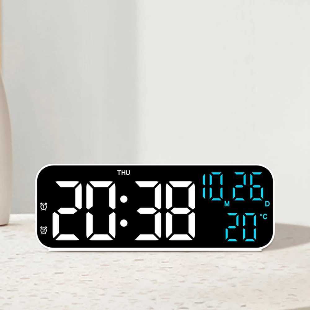 Digital Alarm Clock Temperature and Date Week Display Night Mode Table Clock Voice Control 12/24H Electronic LED Alarm Clocks D260318