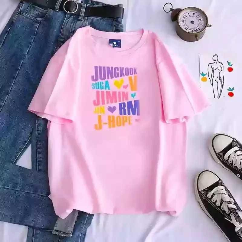 Kpop Printed Mens And Womens T Shirt Jungkook Jimin V J-Hope Rm Jin Short-Sleeved Casual Fashion Top Quality T-ShirtT260317