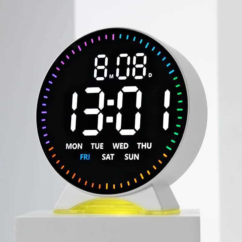 Personalized Jumping Seconds Display Electronic LED Alarm Clock Desktop Ambient Light Decor USB Table Clock with Auto Dimmming D260318