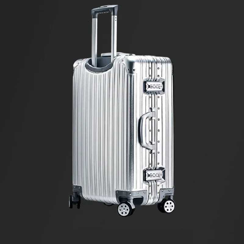 100 Aluminum-Magnesium Alloy Suitcases 20/24/26/29 Inch Lightweight Spinner Luggage TSA Lock Durable Travel Bag H260316