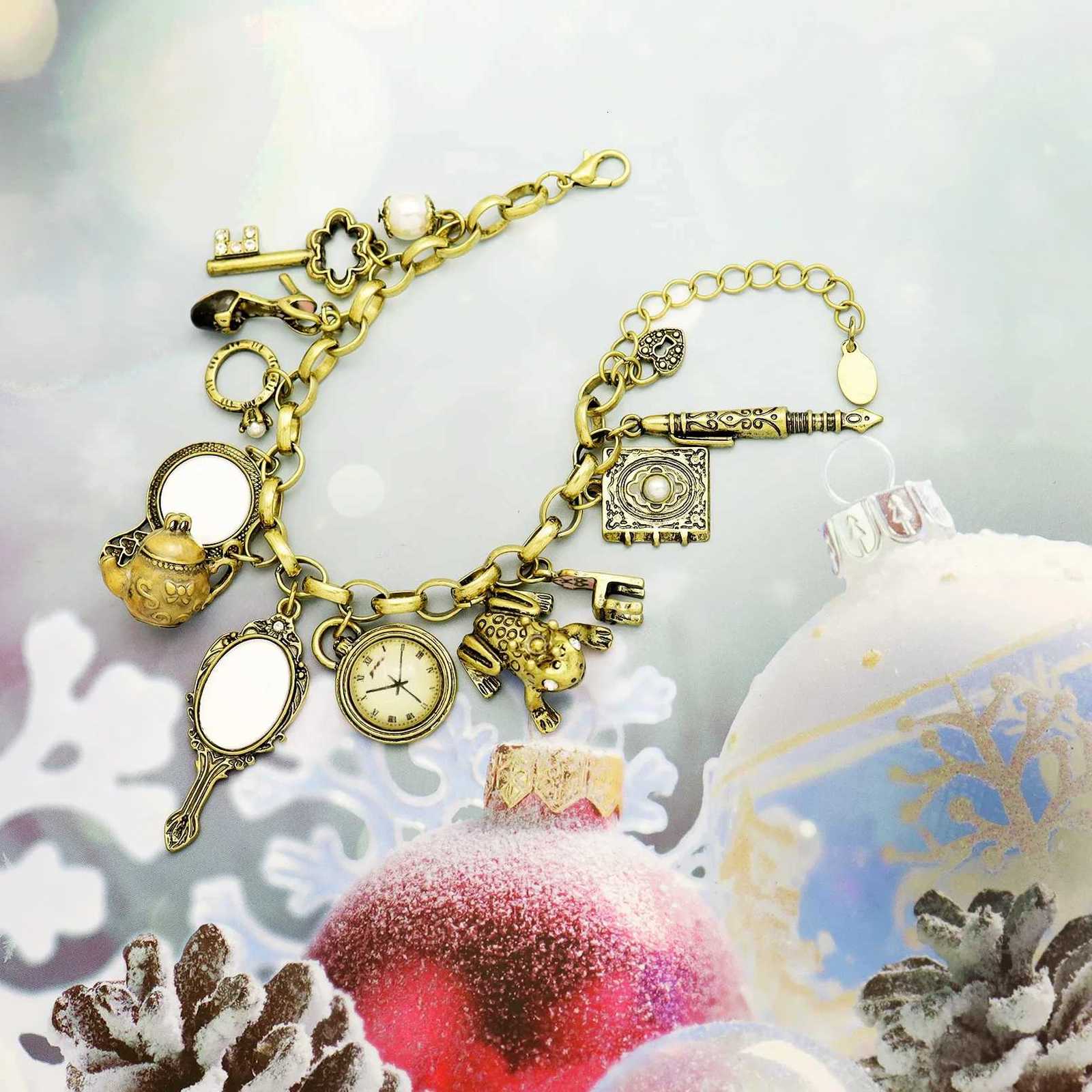 Vintage Wonderland Mirror Charms Beads Link Chain Crystal Bangle For Women Pulseira Masculina Jewelry AccESSories Gift H260318 - view 3