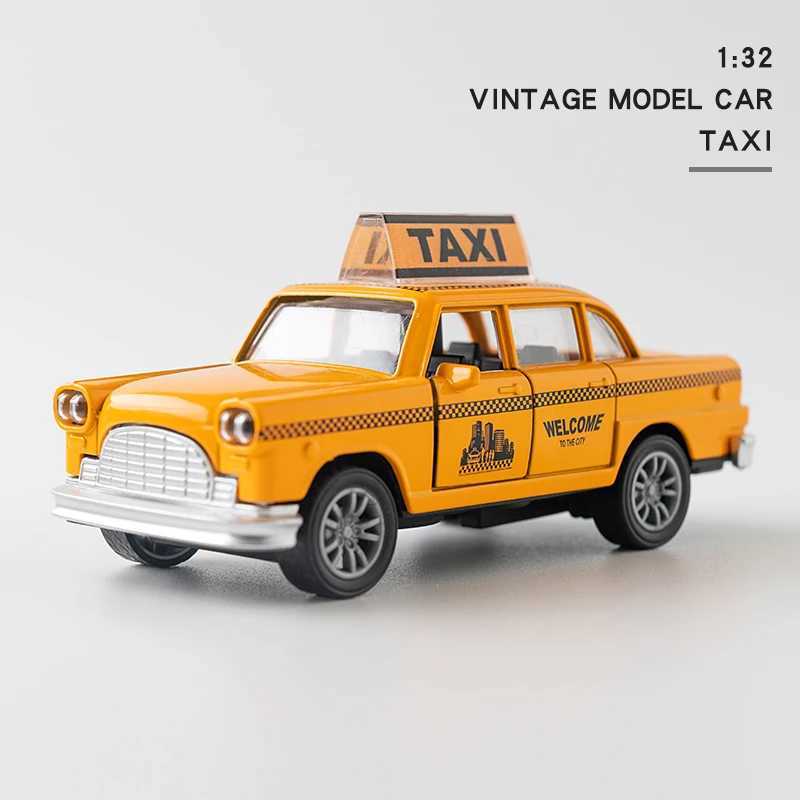 1/32 Retro Taxi Model Car Alloy Miniature Toy Car Diecast Vehicle Collection Baby Toys For Kids Childrens Day Gift Y260316