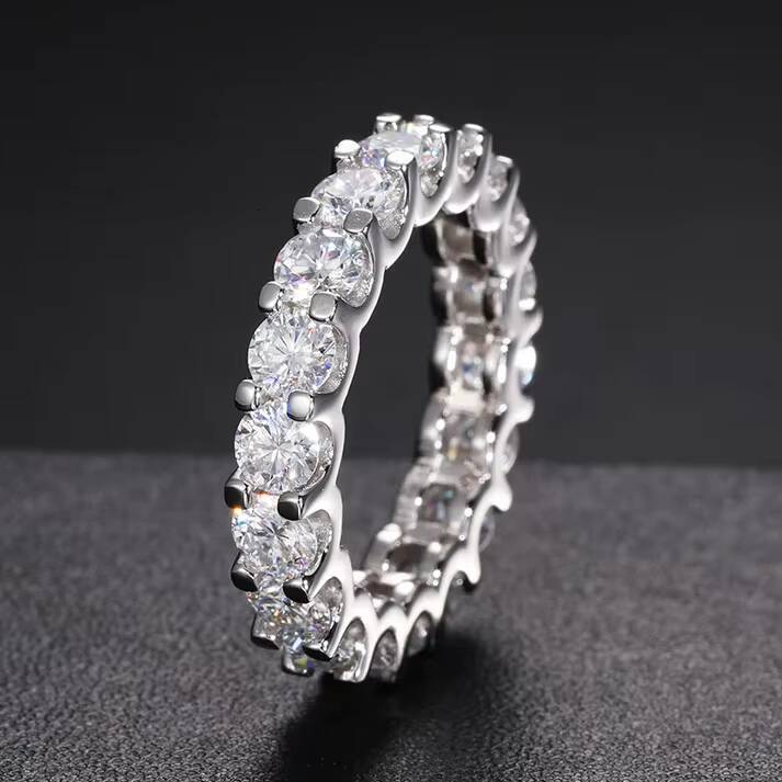 Prong Setting Round Brilliant Cut Moissanite Jewelry Ring Wedding Engagement Fine Jewelry Rings Rapper 925 Silver Jewelry Rings