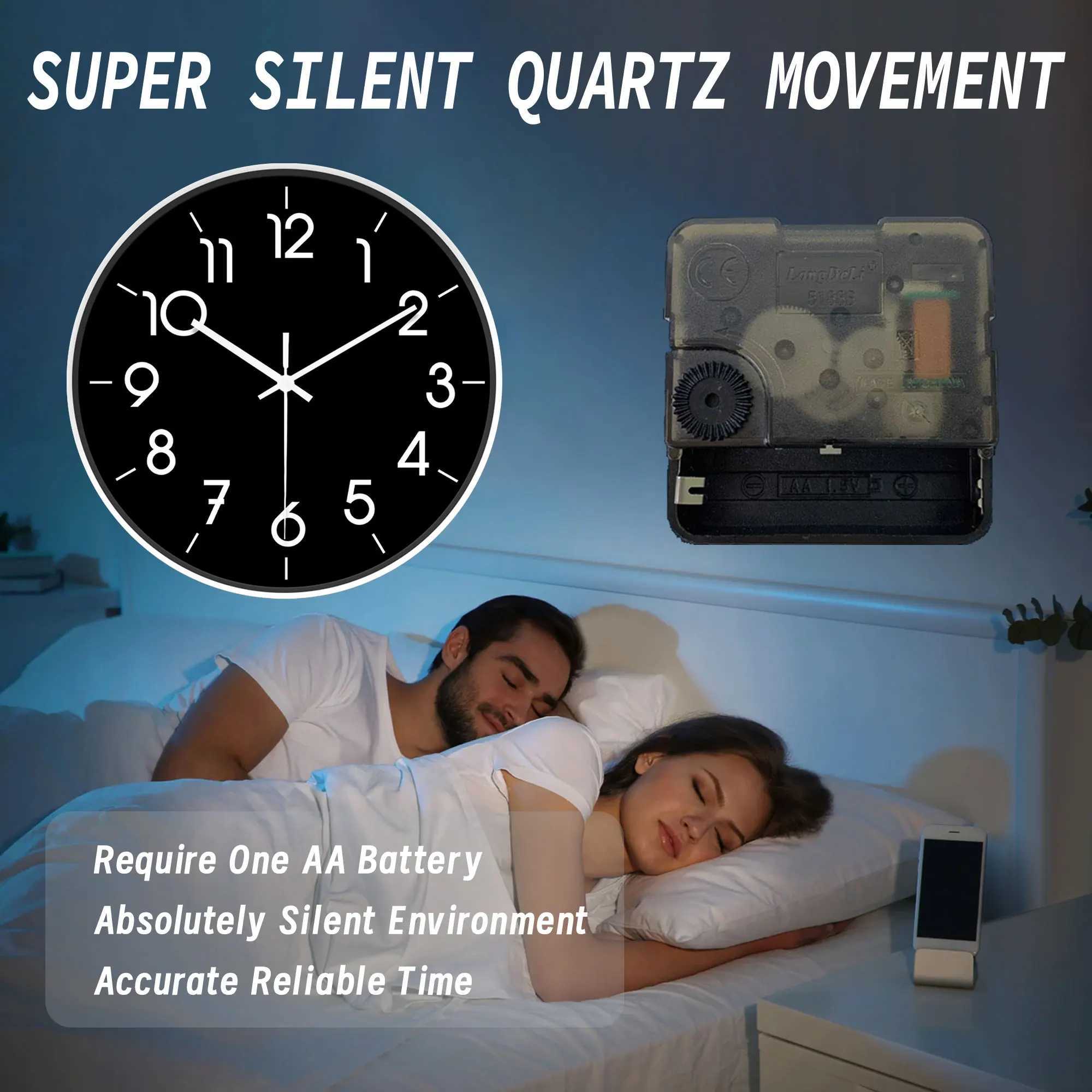 Round Minimalist Black - and - White Wall Clock Classic Simple Decor Batteries Not Included 10-16 Inches D260318