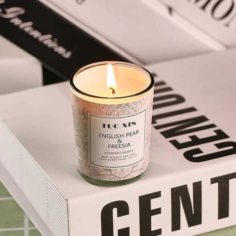 Scented Candles for Home Aromatherapy Glass Jar Natural Wax Aromatic Candles for Deodorizing and Relaxation D260318