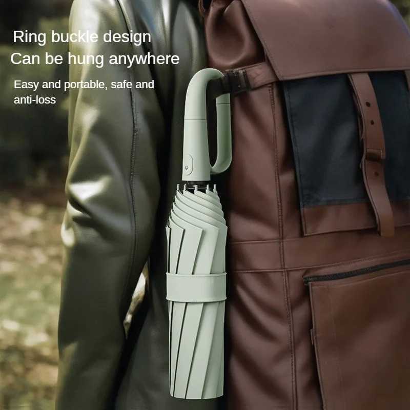 Strong Reinforced Wind-resistant Rain-resistant Dual-purpose UV-resistant Fully Automatic Ring-buckle Umbrella Outdoor Portable H260318 - view 5