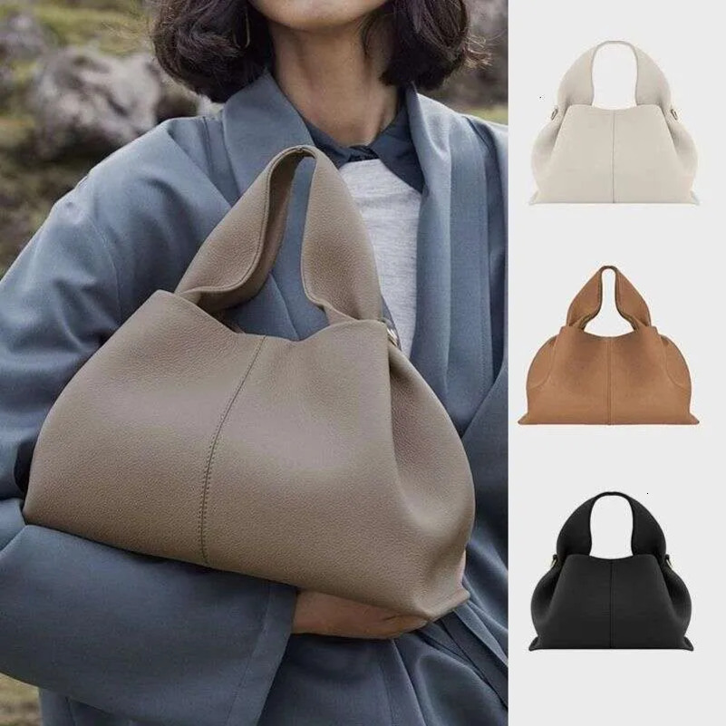 Genuine Half Moon Cyme Smooth Shoulder Tote Fashion Tonca Bag Purse Textured Leather polenen bag54B L