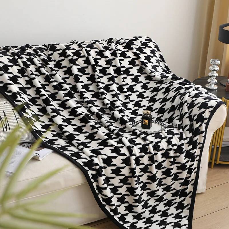 Houndstooth Plaid Blankets Soft Cotton Milk velvet Throw Blanket Office air conditioning nap blanket sofa cover Quilt Home Decor