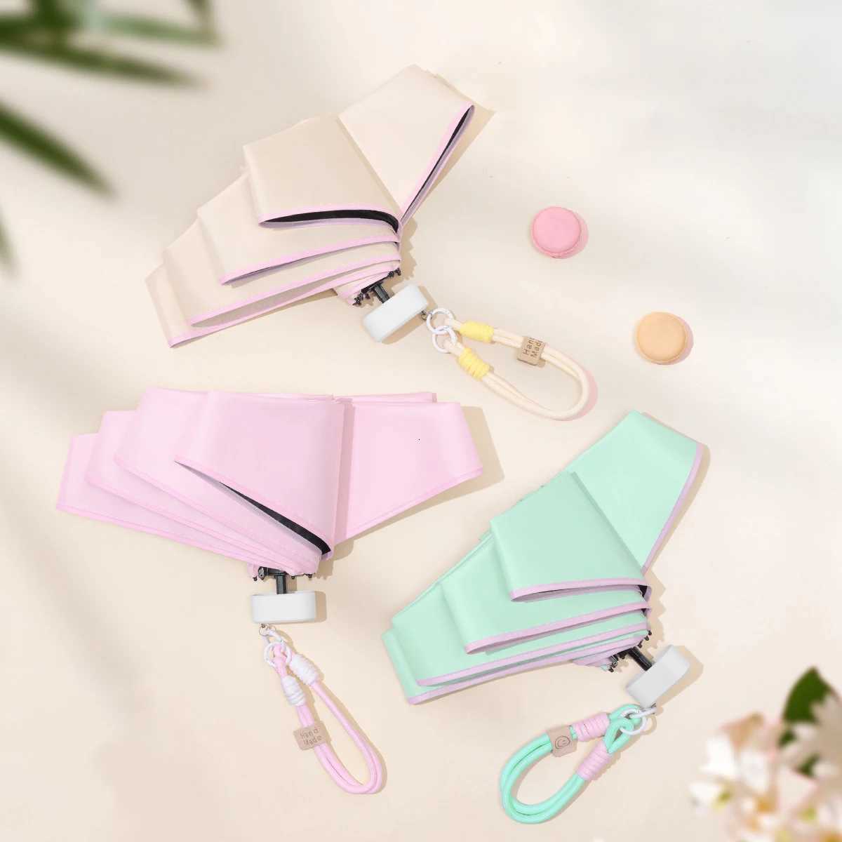 UPF50Mini Folding Umbrella Color Rope Bracelet Sunshade Umbrella Pocket Rain Travel Umbrella UV Protection Sunshade Umbrella H260318 - view 5