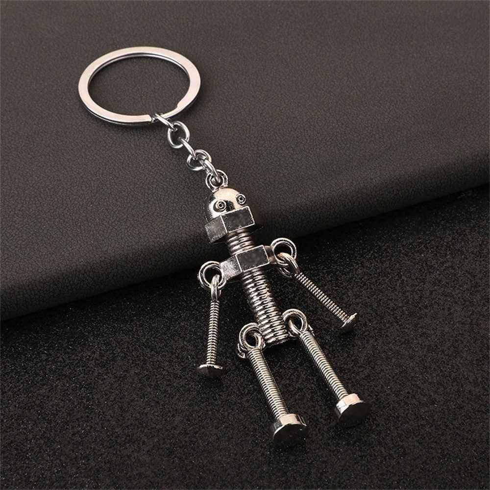 Vintage Mechanical Screw Robot Keychain Creative Movable Joint Steampunk Robot Car Key Holder For Men Backpack Pendants H260318 - view 4