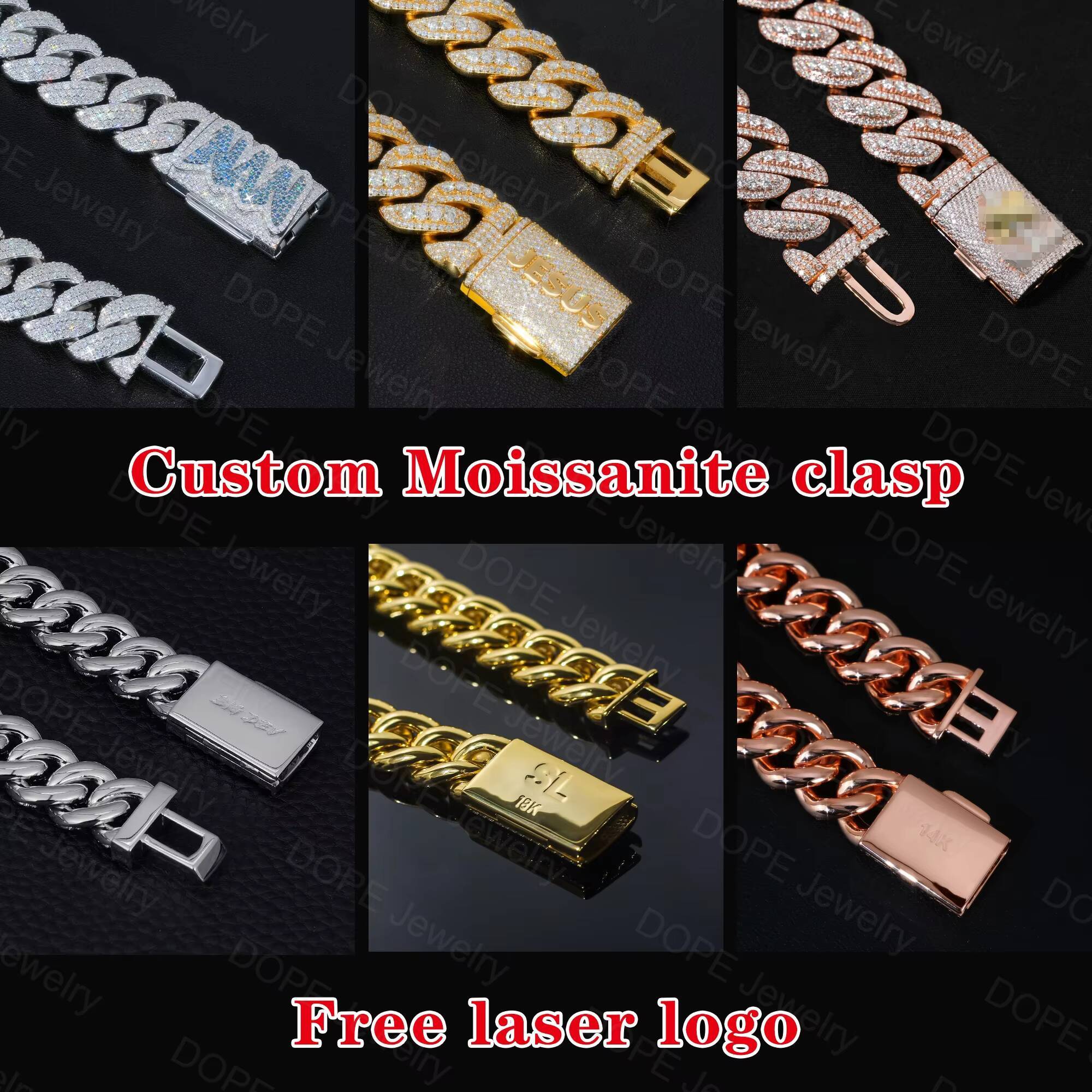 15MM Plain Cuban Chain Custom Moissanite Clasp Hiphop 925 Sliver Gold Plated Iced Out Cuban Link Chain