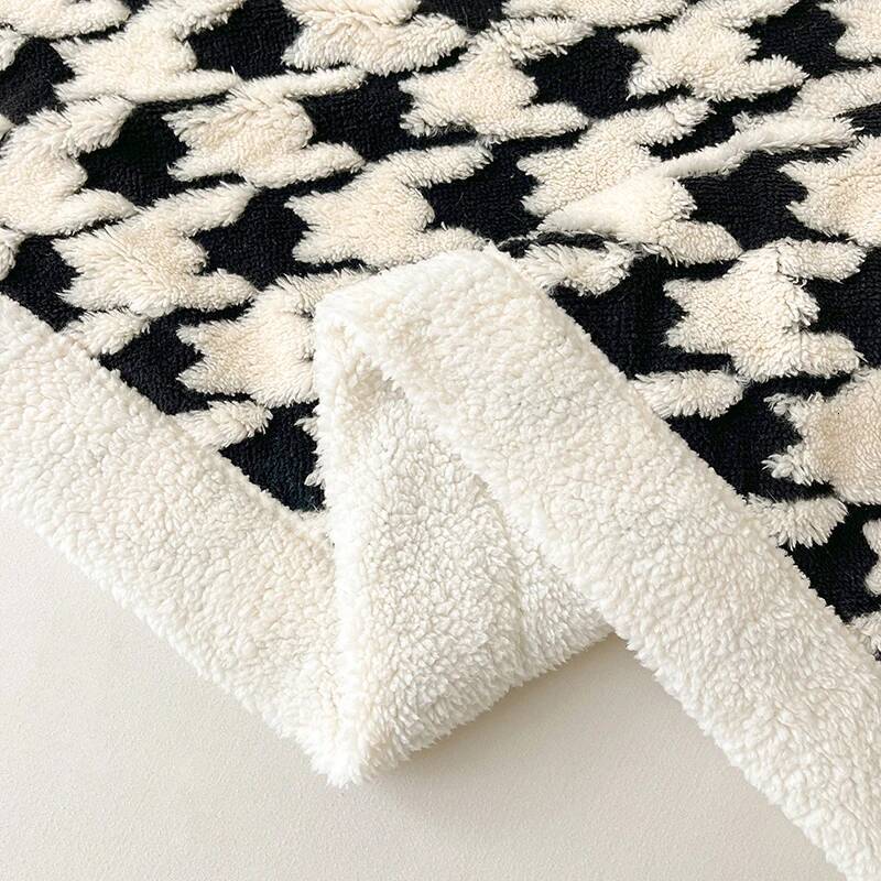 Houndstooth Pattern Spring Autumn Warm Fleece Cozy Office Naps Sofa Bed Throw Blankets Jacquard Soft Plush Blanket