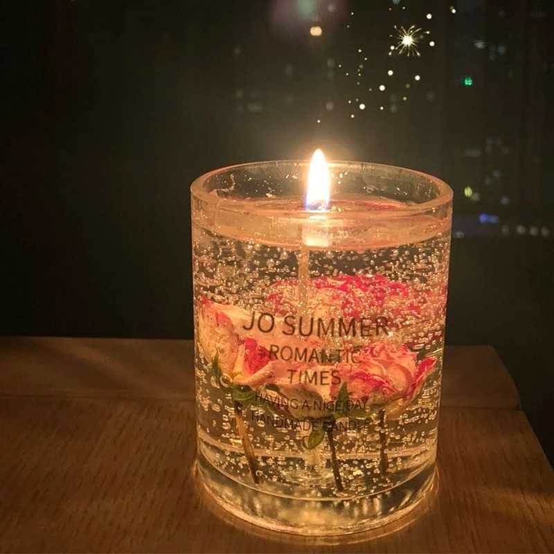 Real Flower Jelly Wax Scented Candle Bedroom Essential Oil Scented DIY Crystal Cup Wax with Hand Gift Fragrance D260318