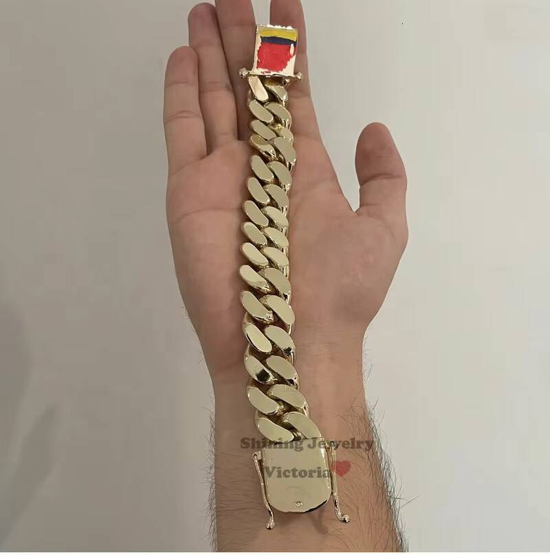 New Arrival Stylish Hip Hop Bracelet 14K Real Gold Plating Over 999 Silver Cuban Bracelet 18MM 8 180G Hip Hop Bracelet