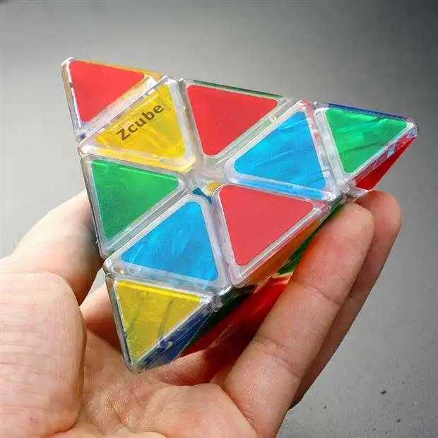Transparent Pyramid Stickerless Speed Cube 3x3x3 Triangle Brain Teaser IQ Test toys Educational Mind Challenge Cubo Mgico H260314
